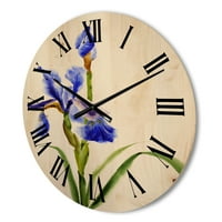 Designart 'Blue Iris virág retro stílusú' Hagyományos fa falió