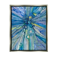 Kortárs kék alakú kompozíció absztrakt festmény csillogó szürke keretes művészet fali művészet