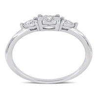 Carat T.W. Gyémánt sterling ezüst háromköves eljegyzési gyűrű
