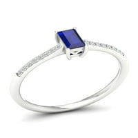 Imperial drágakő 10K fehérarany kék zafír ct tw gyémánt gyűrű
