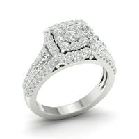 1 2ct TDW Diamond 14K fehér arany klaszter eljegyzési gyűrű