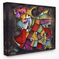 Stupell Industries színes geometria absztrakt bajba jutott textúrafestés vászon fal művészet, Eric Waugh