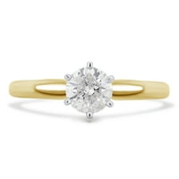 Carat T.W. Kerek gyémánt 14k sárga arany pasziánsz eljegyzési gyűrű