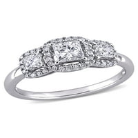 Carat T.W. Gyémánt 10K fehérarany háromköves eljegyzési gyűrű