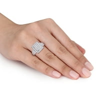 Carat T.W. Diamond 14K fehérarany négyzet eljegyzési gyűrű