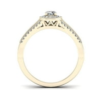 1 3ct TDW 10K sárga arany gyémánt kerek alakú halo eljegyzési gyűrű