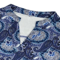 Chama női plusz méretű tekercs hüvelyek tunika felsők paisley floral nyomtatás v nyak Henley ingek alkalmi blúz nők számára