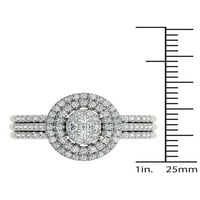 14K Fehér Arany 5 8 CT TDW gyémánt klaszter keret menyasszonyi készlet - Fehér H -I