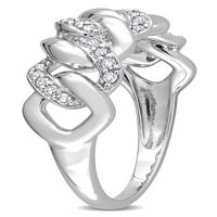 Carat T.W. Gyémánt sterling ezüst ovális link gyűrű