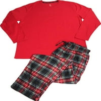 Hanes Big Mens Jersey kötött és mikrofleece alvó társalgó pizsamás szett, piros fekete kockás xxxxx