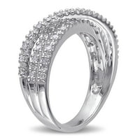 Miabella női karátos T.W. Gyémánt keresztező gyűrű ezüstben