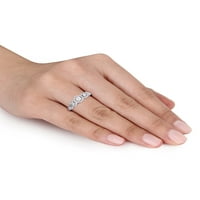 Carat T.W. Diamond 10KT Fehér Arany 5-kő évforduló gyűrű