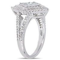 Carat T.W. Gyémánt sterling ezüst split-shank halo eljegyzési gyűrű