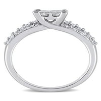 Carat T.W. Diamond 10KT Fehér Arany Quad eljegyzési gyűrű