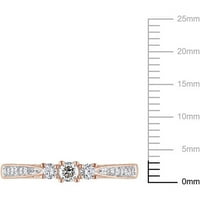 Carat T.W. Diamond 10KT rózsa arany három kő eljegyzési gyűrű