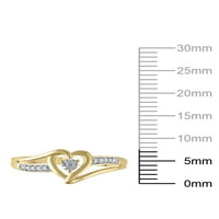 Gyémánt akcentus tartsa meg a kezemet a gyémánt szív ígéret gyűrű 10 kt sárga aranyban, 9. méret