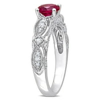 Miabella női 1- CT létrehozott Ruby White Sapphire Diamond ékezetes 10KT fehérarany vintage gyűrű