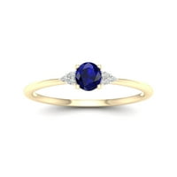 Imperial Gemstone 10K sárga arany ovális vágás kék zafír 1 20ct tw gyémánt női gyűrű