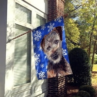Carolines kincsek SC9783CHF Norfolk Terrier kiskutya téli hópelyhek zászló vászon ház mérete, ház mérete, Többszínű