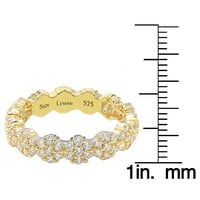 Gyűjtemény Arany sterling ezüst köbös cirkóniumi virág egymásra rakható gyűrű - sárga