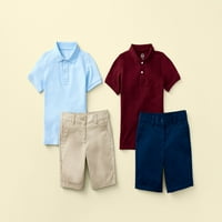 Wonder Nation Boys School Egységes Pique Polo ing rövid ujjú, 2-csomag, méret 4-18