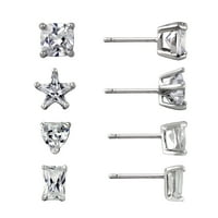 Ragyogó finom ékszerek a nők szimulált gyémánt pár több alakú fülbevalót szűk ezüstben