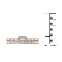 Carat T.W. Gyémánt szívkeret 10KT rózsa arany eljegyzési gyűrűs készlet