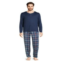 Ande férfiak Whisperluxe Henley póló és nadrág alváskészlet, 2-darab, S-XL méretű