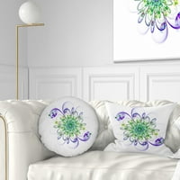 Designart lenyűgöző zöld lila fraktálvirág - virágos párna - 12x20
