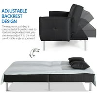 Alden Design szövet borított futon kanapé állítható háttámlával, fekete