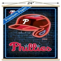 Philadelphia Phillies-Neon sisak fali poszter mágneses kerettel, 22.375 34