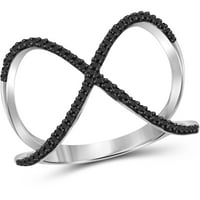 JewelersClub Sterling Silver Criss Cross Ring - 0. Karát fekete gyémánt gyűrű. Sterling ezüst gyűrű - Valódi gyémánt kriscross