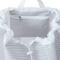 Alaptárs hátizsák mosodai táska hálózsebrel, sarkvidéki fehér és puha ezüst