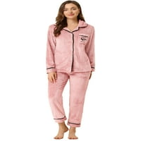 Egyedi olcsó nők flanel pizsama gomb lefelé PJ Lounge Sleepwear készletek