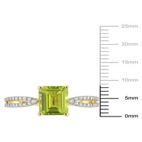 1- Carat T.G.W. Peridot és Carat T.W. Gyémánt 14KT sárga arany osztott szárú eljegyzési gyűrű
