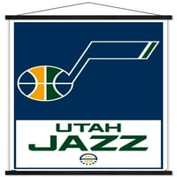 Utah Jazz-Logo fali poszter fa mágneses kerettel, 22.375 34