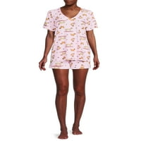 Jaclyn női és női plusz méretű rövid ujjú póló és rövidnadrág pizsama szett, 2 darab