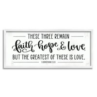 Stupell Industries Három maradjon a hit Hope szerelmi kifejezés Corinthians 13:13, 13, Tervezés, tökéletlen por