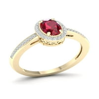 Császári drágakő 10k sárga arany ovális vágott rubin ct tw gyémánt halo női gyűrű