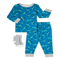 Aludj rajta, kisfiú és kisgyermek fiú szorosan illeszkedő pizsama zoknikkal, méretű 12m-4t