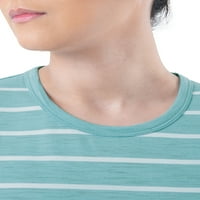 Idő és tru női csíkos rövid ujjú slub legénység nyak póló