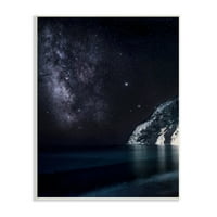 Midnight Beach Coast Táj Éjszakai Égbolt Galaxis Csillagkép Keretes Festmény Művészet Nyomtatás