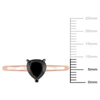 Carat T.W. Fekete gyémánt 14 kt rózsa arany könnycsepp fekete ródiummal borított pasziánsz eljegyzési gyűrű