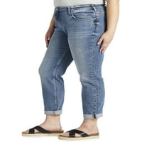 Ezüst Jeans Co. női plusz méretű Beau Mid Rise Slim Look Farmer derékméret 12-24
