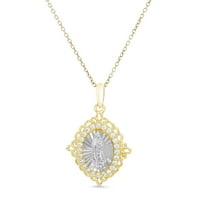 Női fehér köbös cirkónium-hang virágos határ medál gyémántvágó lánc nyaklánc sárga aranyban és ródiummal borított ezüst