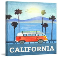 Cali Orange Bus festmény nyomtatás becsomagolt vászon
