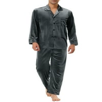 Egyedi árverés a férfi alvás ruházat hosszú ujjú gomb lefelé bársonyos pizsama szett