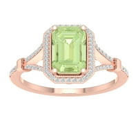 Imperial Gemstone 10K rózsa arany smaragd vágás zöld ametiszt ct tw gyémánt halo split szár női gyűrű