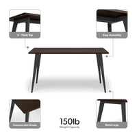 Basy 55 kereskedelmi minőségű Executive íróasztal, szögletes fém lábak, faszén dió