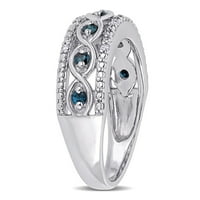 Miabella női karátos T.W. Kerek vágott gyémánt akcentus ezüst végtelen évforduló gyűrű